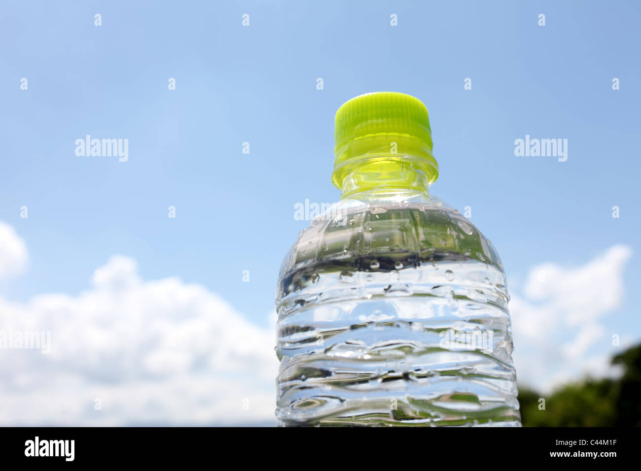 Bottle of water and blue sky Stock Photo