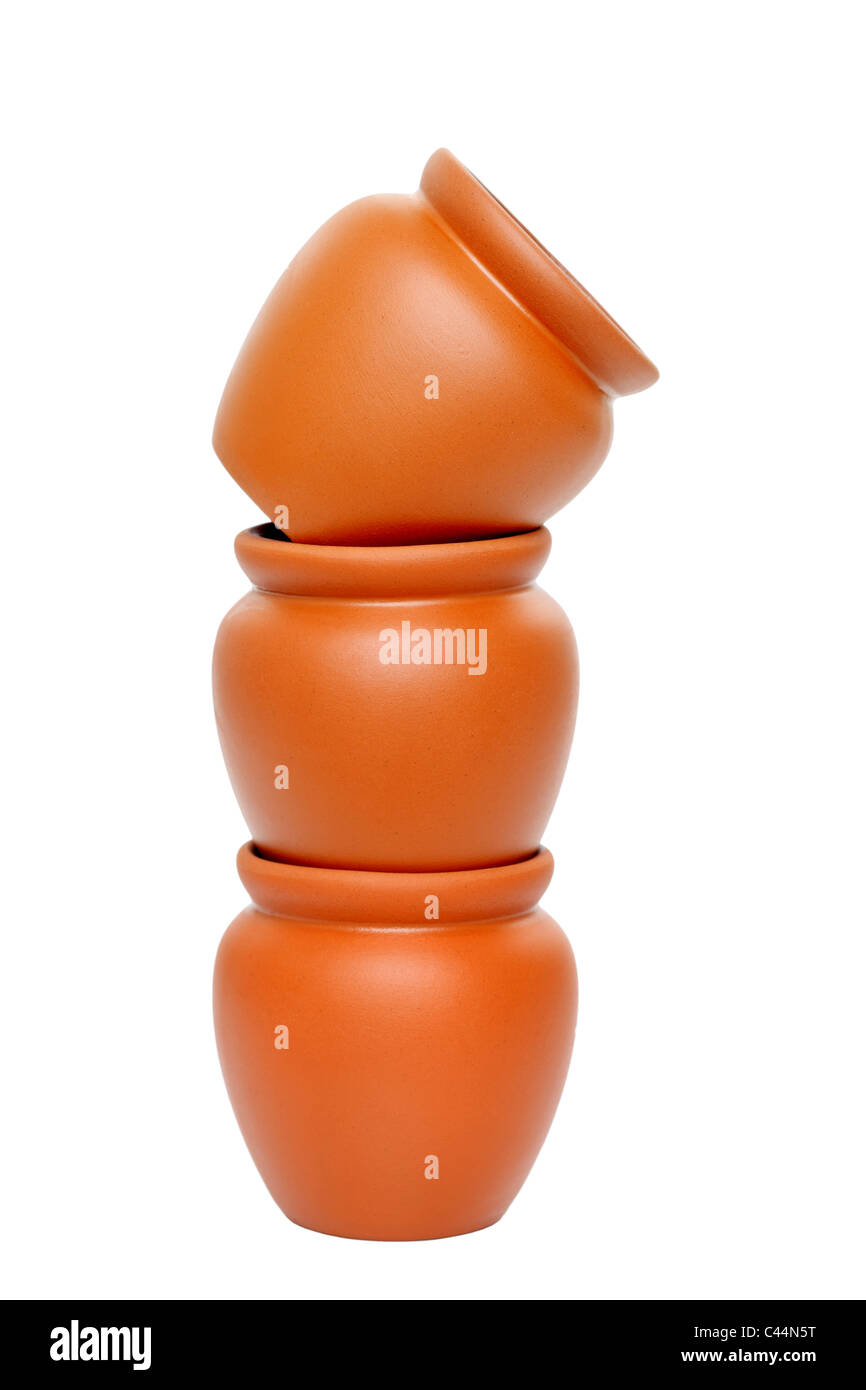 Ceramic pots isolated on white background Stock Photo Alamy