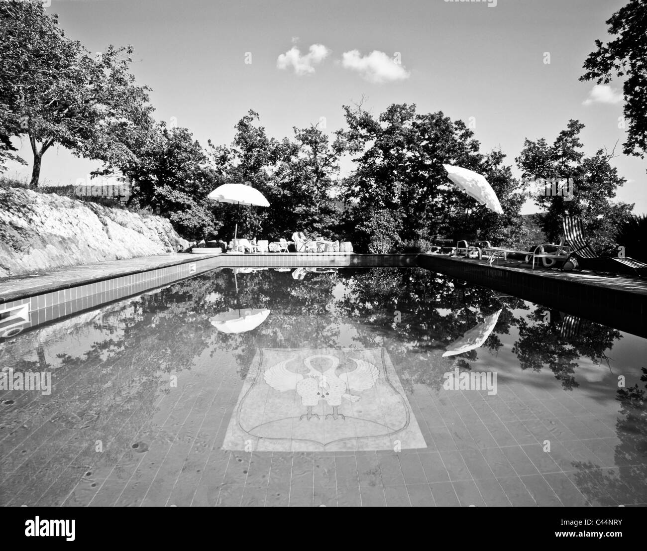 Private outdoor pool Black and White Stock Photos & Images - Alamy