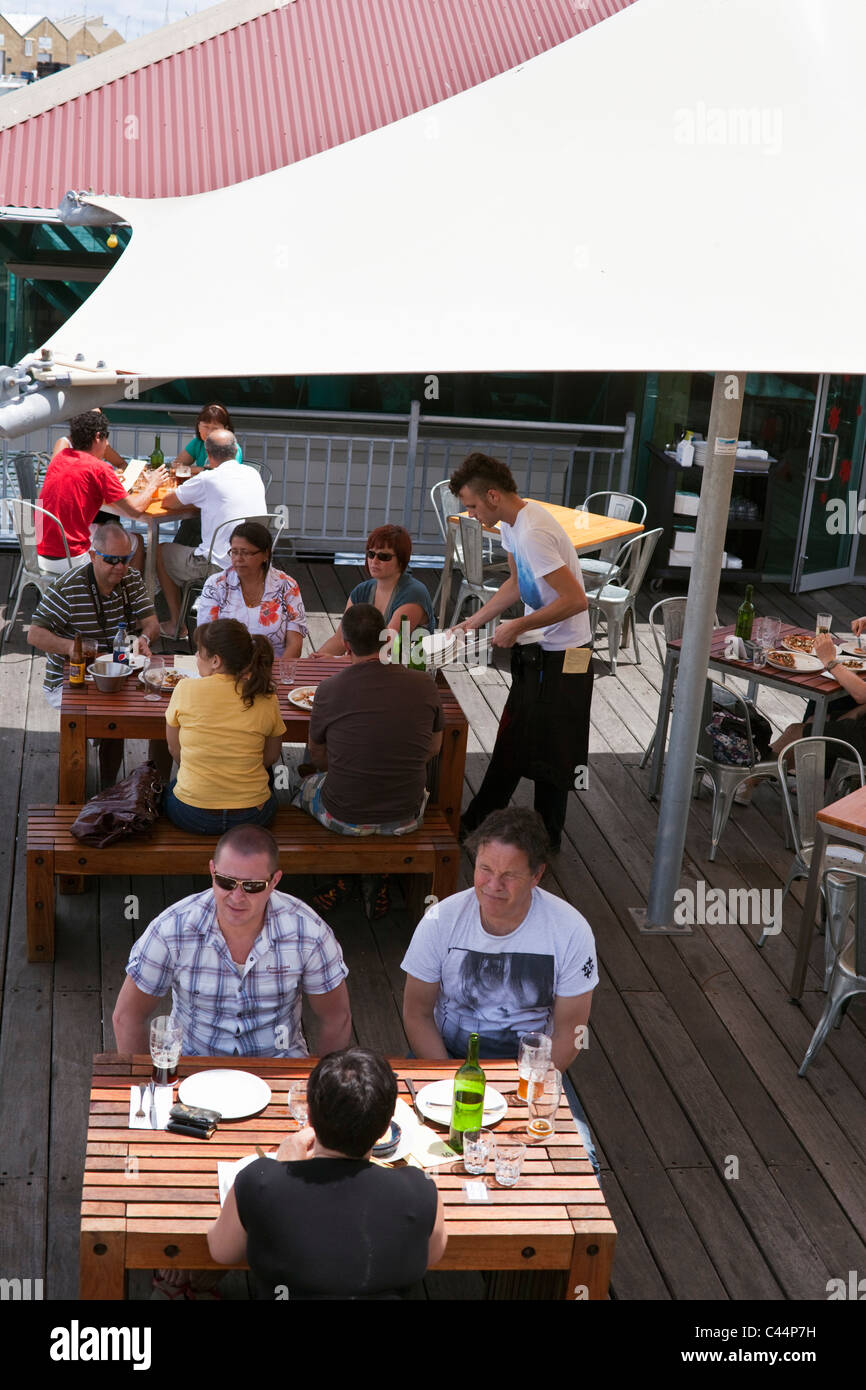 Diners at Little Creatures brewery at Fishing Boat Harbour. Fremantle, Western Australia, Australia Stock Photo