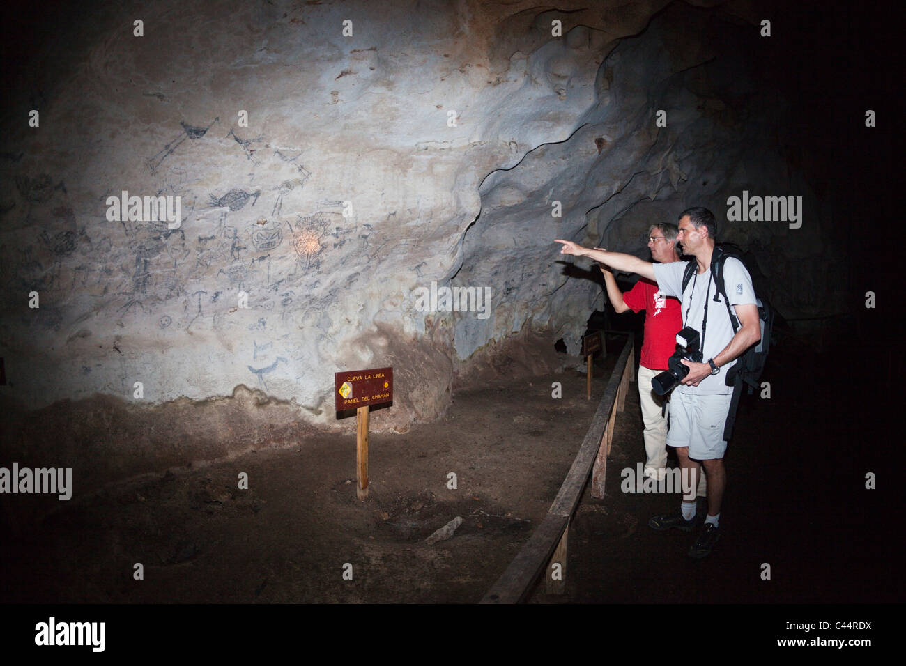 PreColumbian Rock paintings inside La Linea Limestone Cave, Los