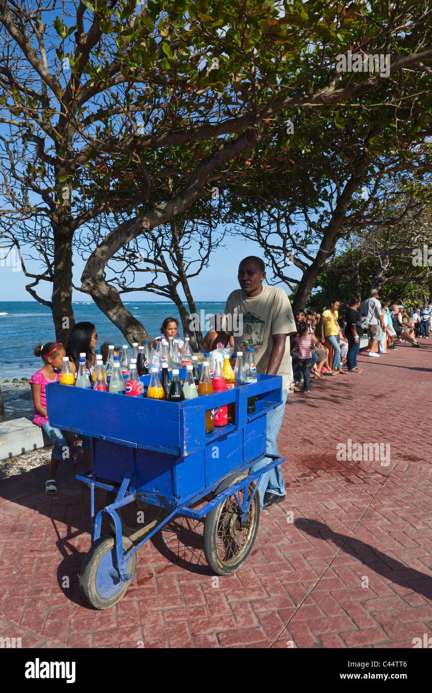 Man provides Beverages at Puerto Plata, Dominican Republic Stock Photo