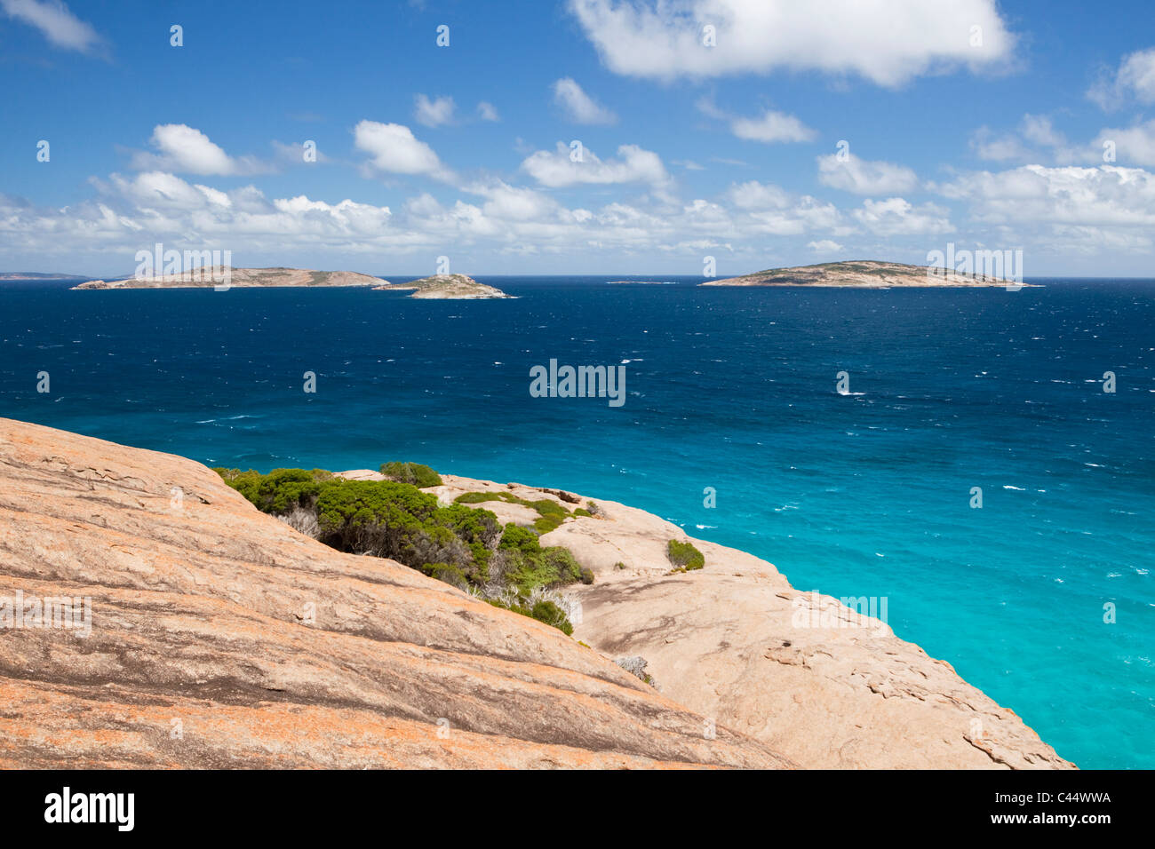 Islands of the Recherche Archipelago viewed from West Beach. Esperance, Western Australia, Australia Stock Photo