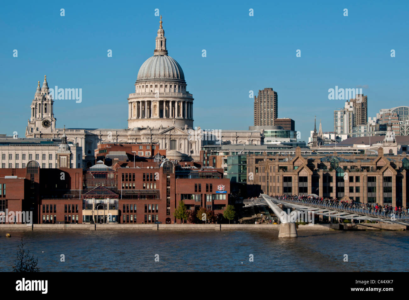 Britain, GB, London, St Pauls, UK, architecture, boat, bridge, cathedral, ceremonial, Christian, Christopher wren, church of Eng Stock Photo