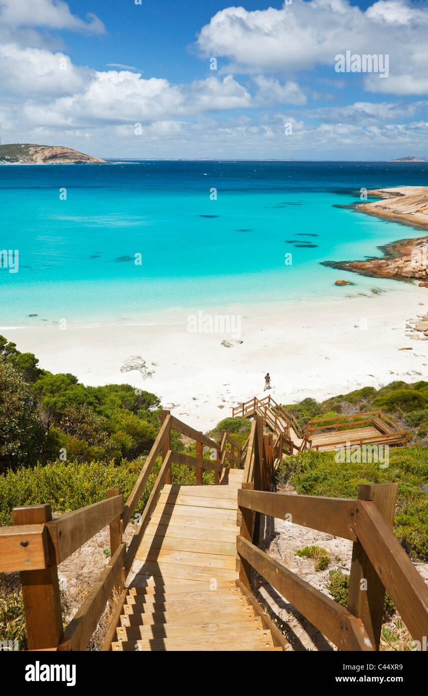 Boardwalk leading down to Blue Haven Beach. Esperance, Western Australia, Australia Stock Photo