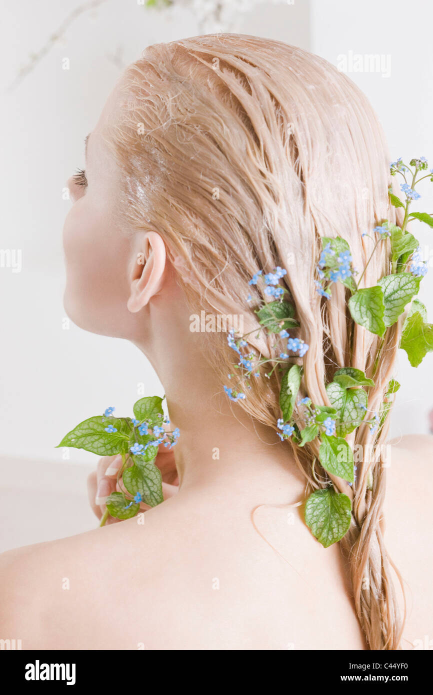 Woman with herbal hair mask Stock Photo - Alamy