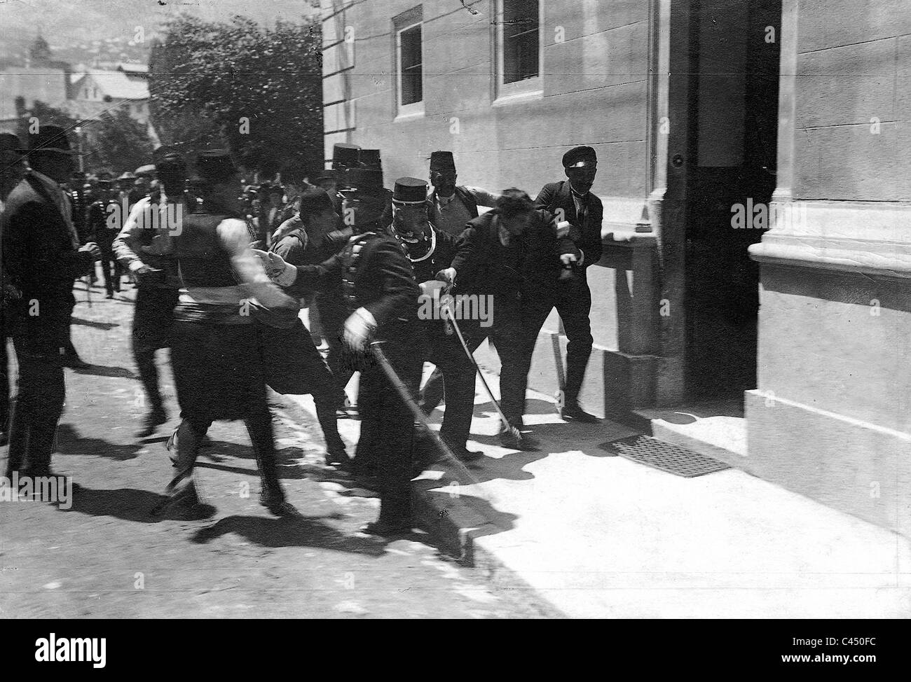 Arrest of the murderer of the Austrian heir to the throne and his wife in Sarajevo, 1914 Stock Photo