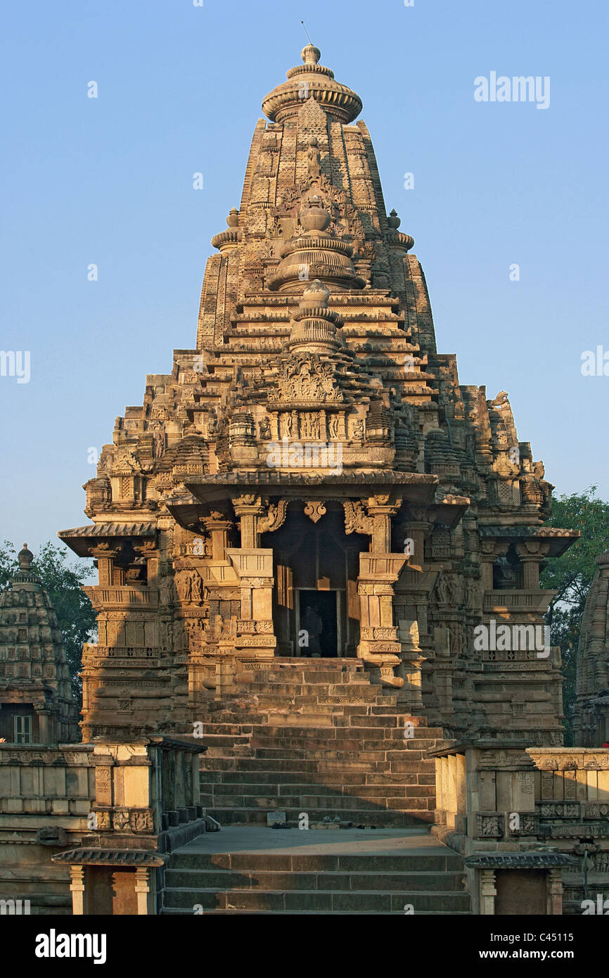 India, Madhya Pradesh, Khajuraho, view of Lakshmana temple Stock Photo