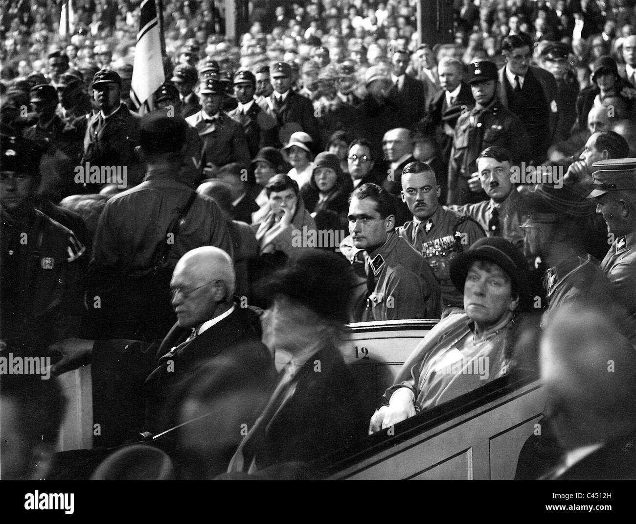 Hitler listens the speech of Hugenberg, 1929 Stock Photo