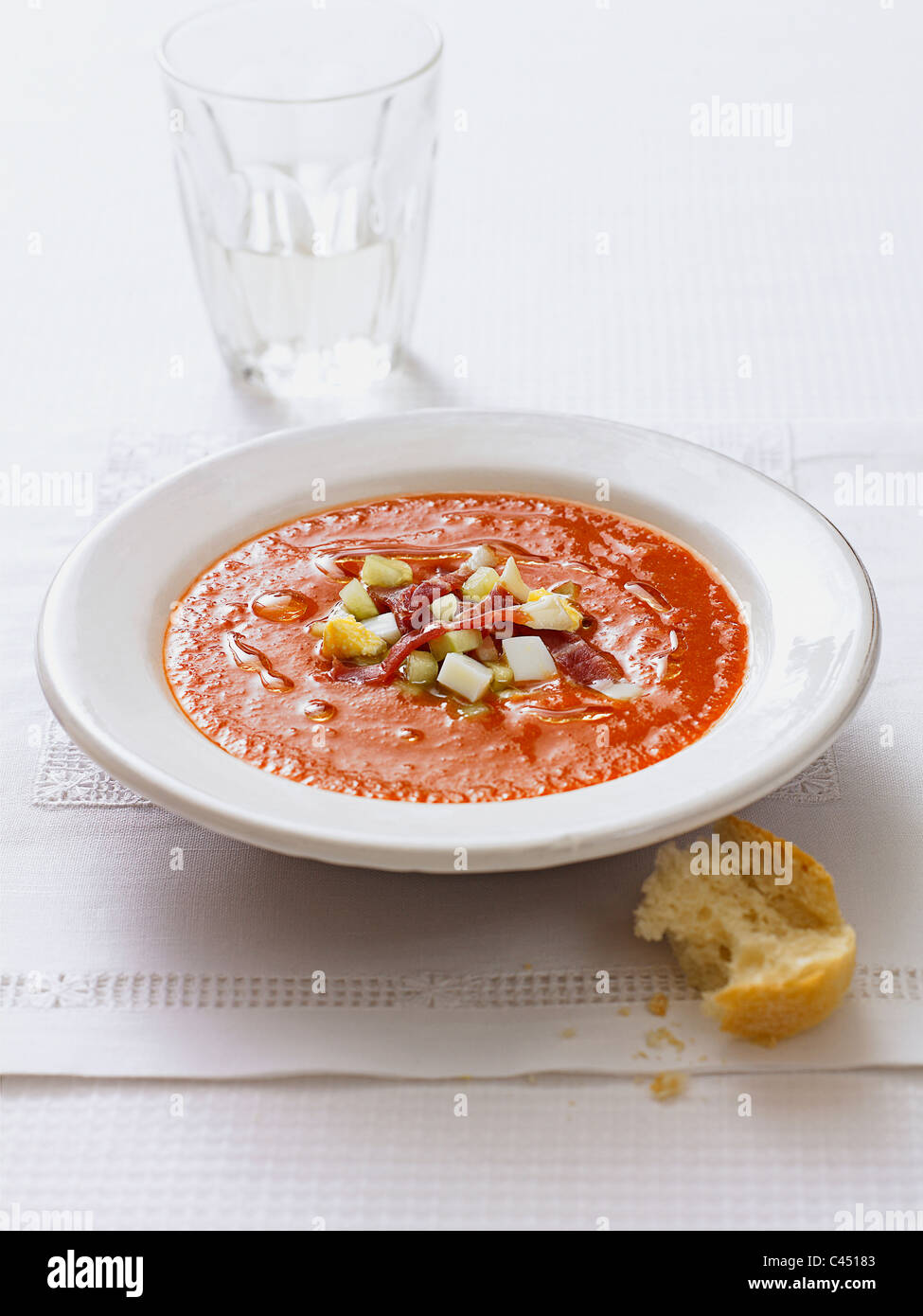 Plate of Andalucian soup Stock Photo