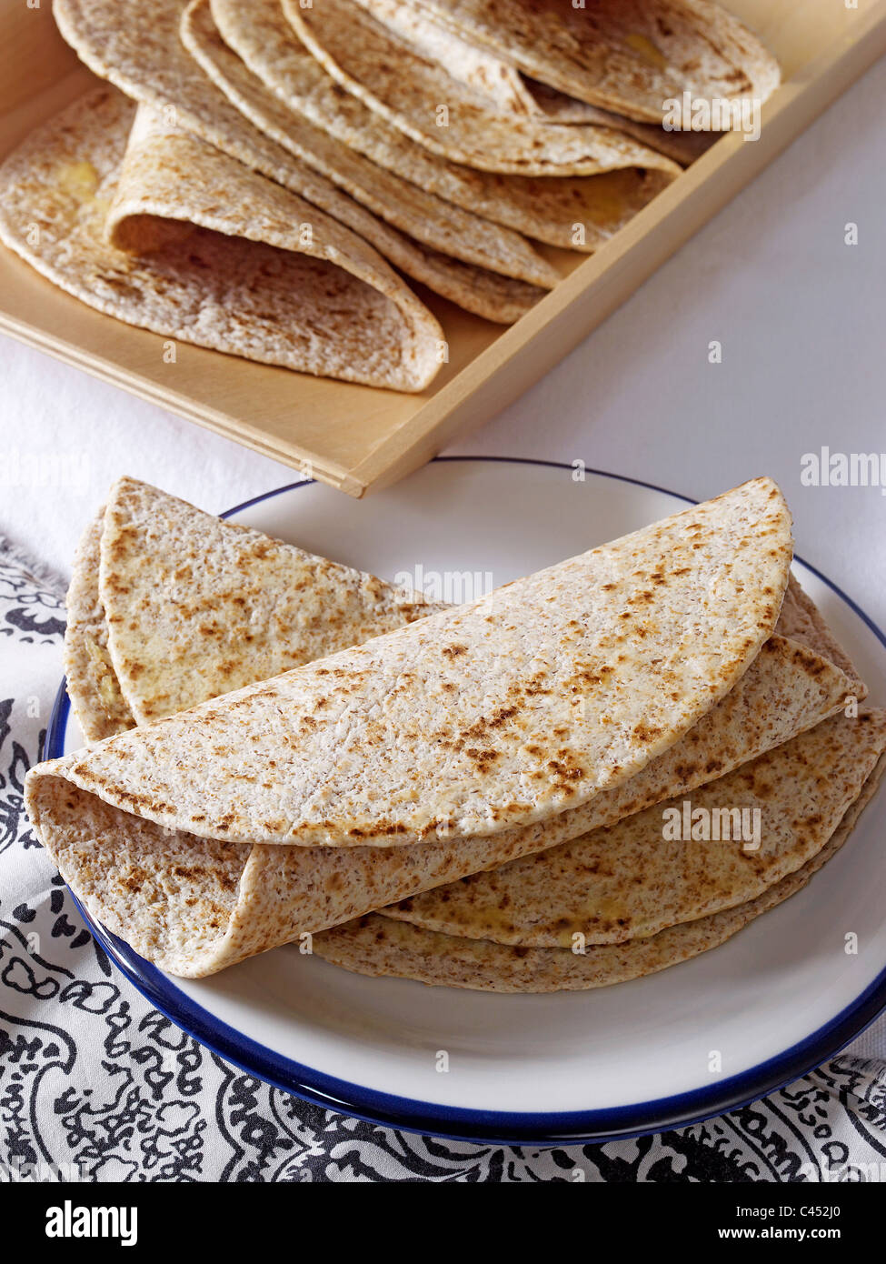 Plate of chapatis, close-up Stock Photo