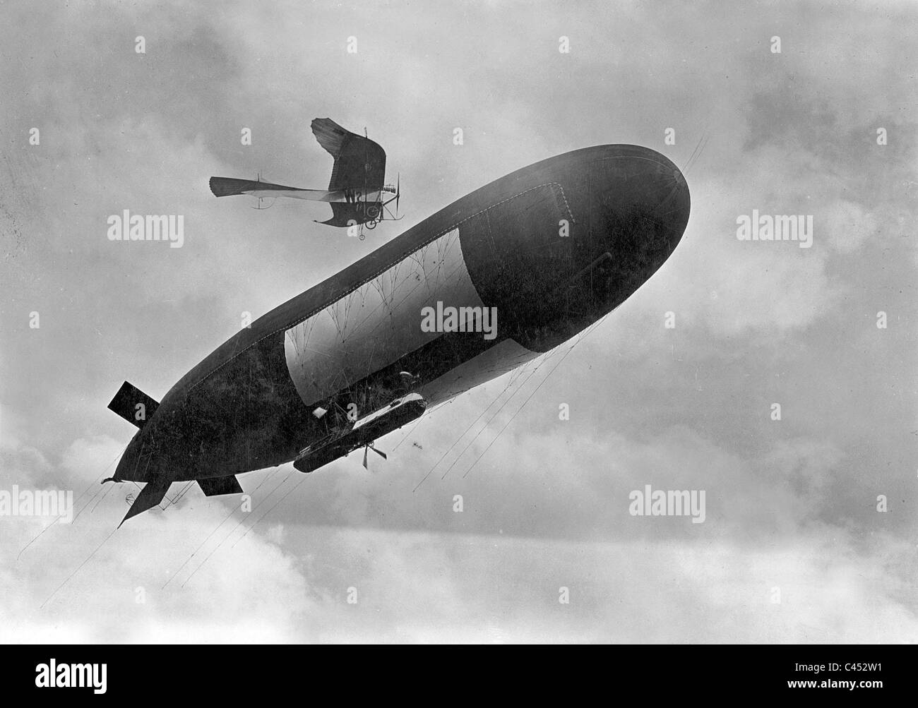 Aircraft and dirigible, 1911 Stock Photo