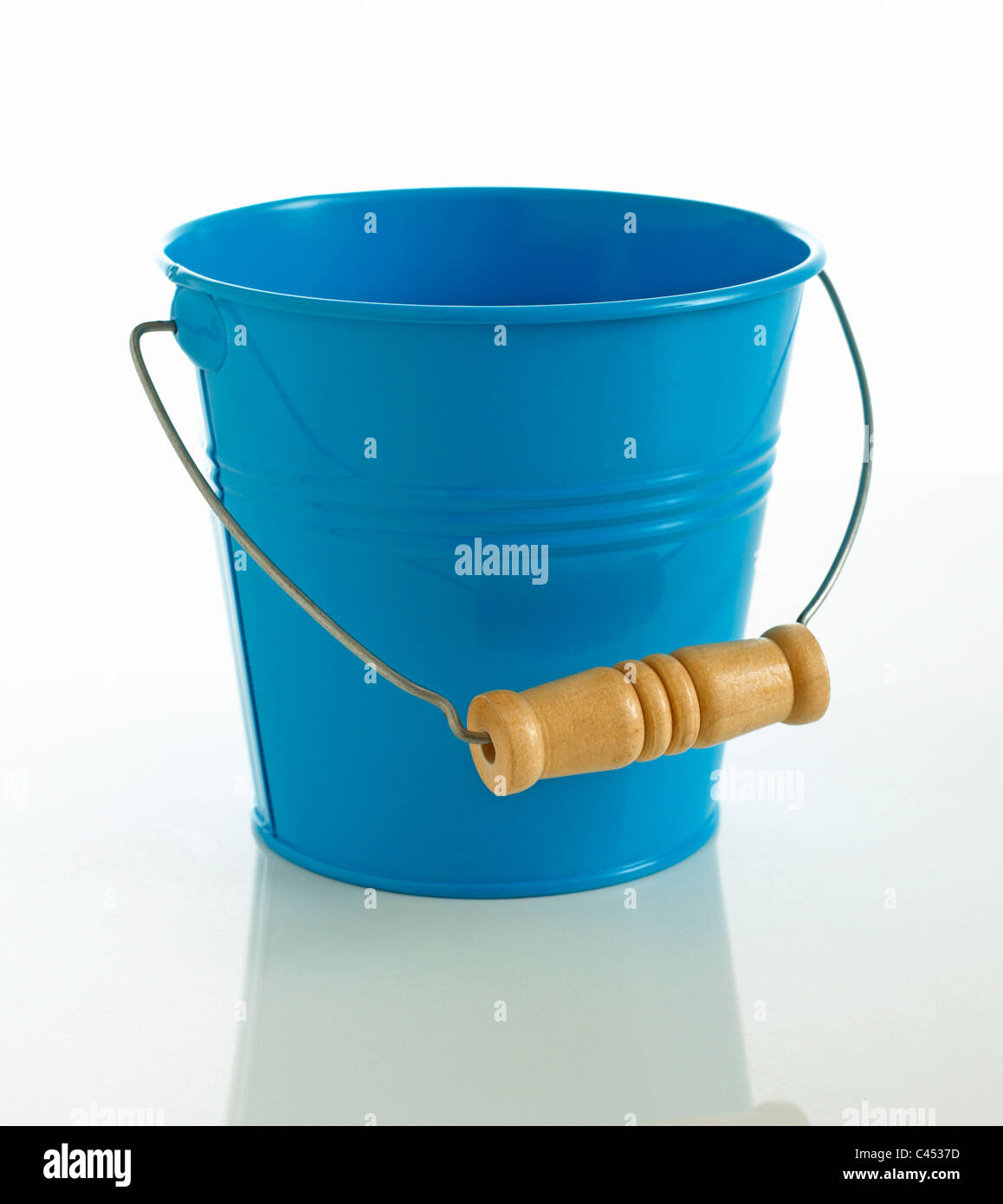 Blue bucket on white background, closeup Stock Photo Alamy