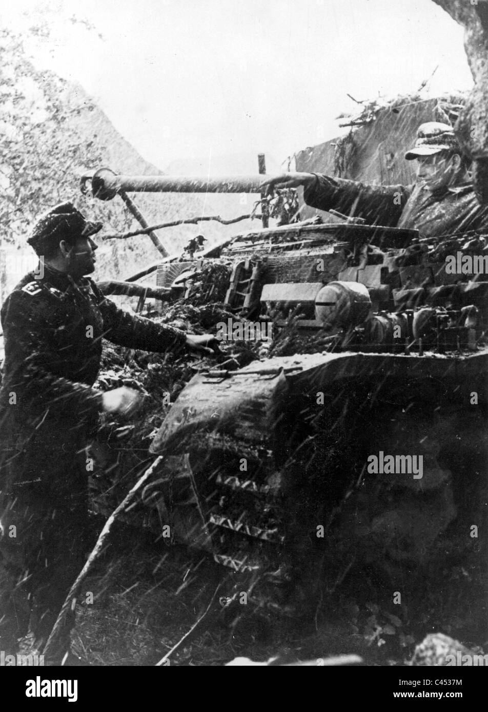 German tank crew in the Eifel, 1944 Stock Photo