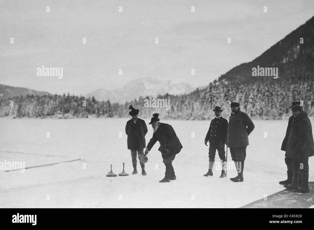 Prince Regent Luitpold of Bavaria playing curling, 1911 Stock Photo