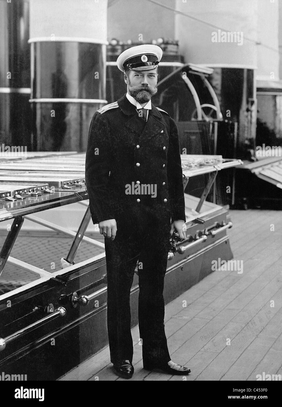 Czar Nicholas II on board an imperial yacht, 1907 Stock Photo