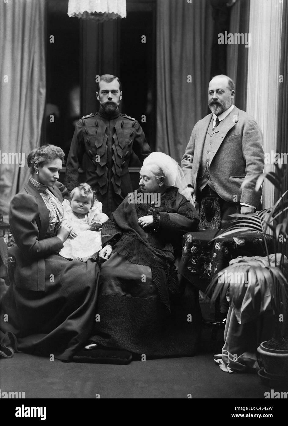 Queen Victoria with Tsar Nicholas II and Edward VII Stock Photo