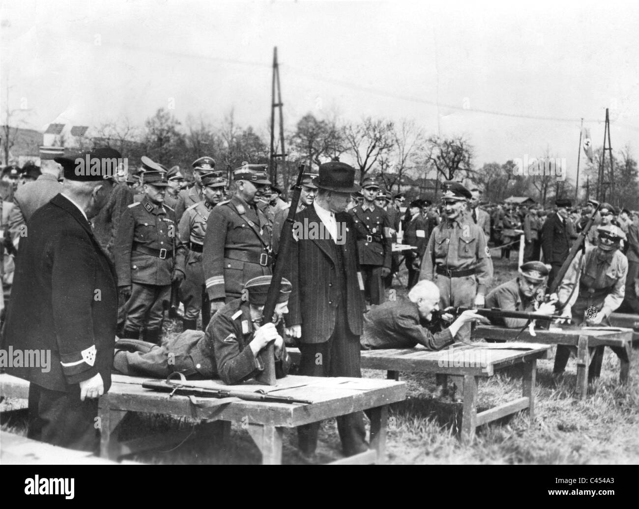 Wilhelm Schepmann at the shooting training of a Volkssturm(People's Assault) unit 1944 Stock Photo