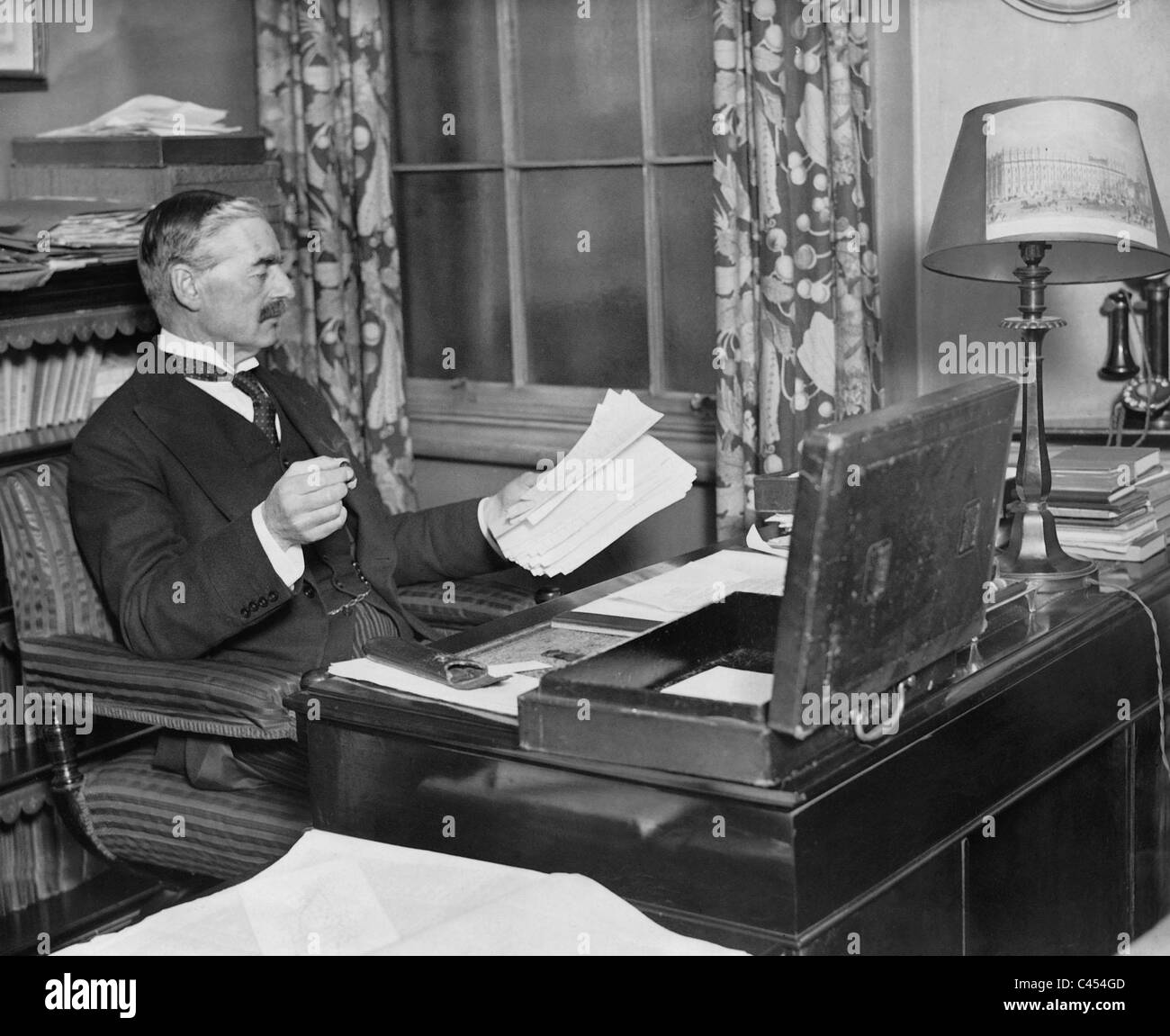 Arthur Neville Chamberlain at his desk, 1932 Stock Photo