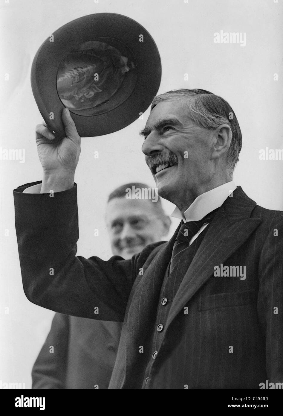 Chamberlain on his return from his visit to Germany, 1938 Stock Photo