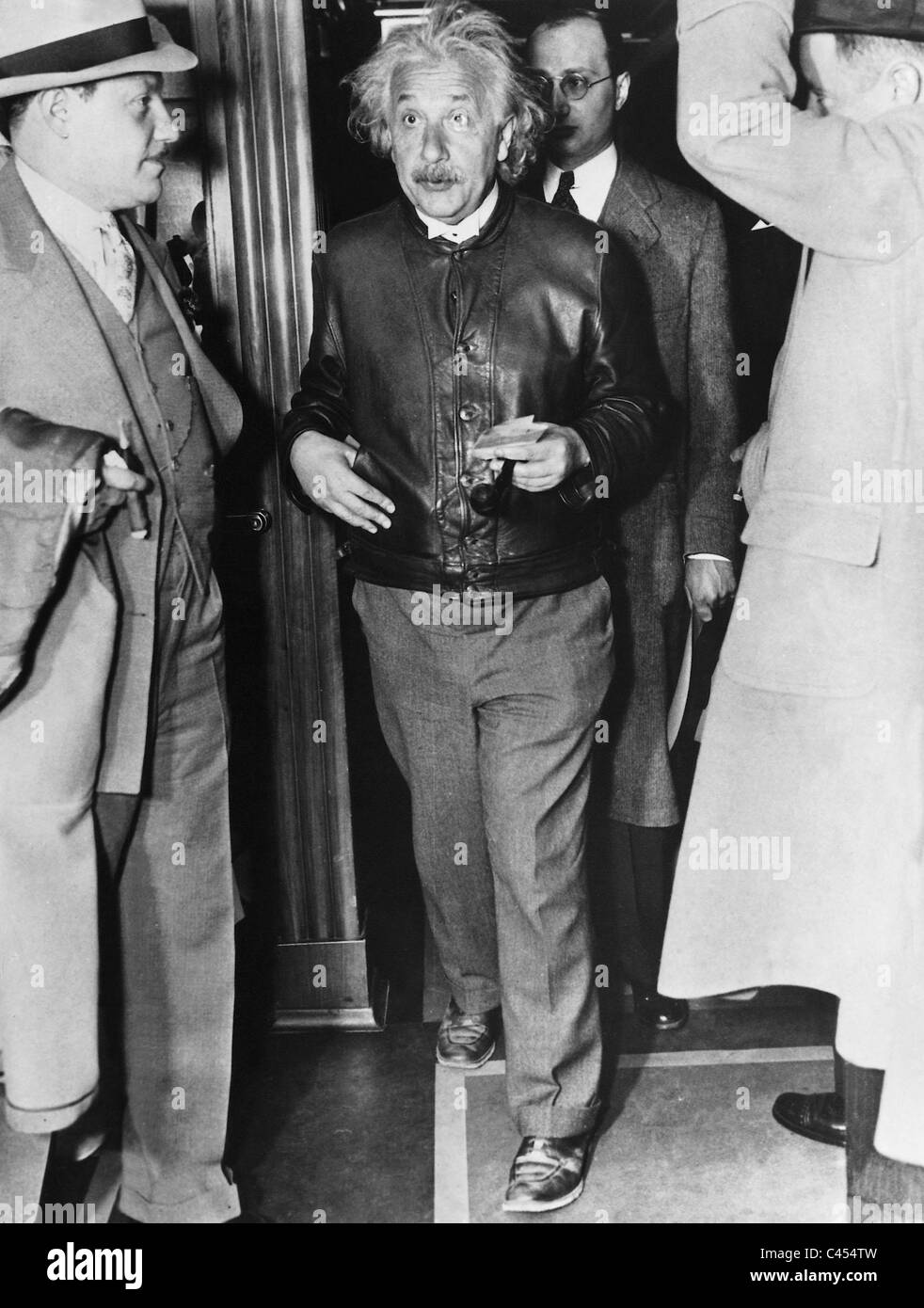 Albert Einstein on board of the SS Monarch of Bermuda, 1935 Stock Photo