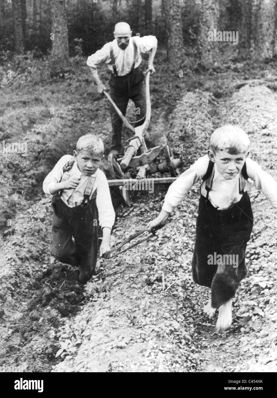 Children plow, 1936 Stock Photo