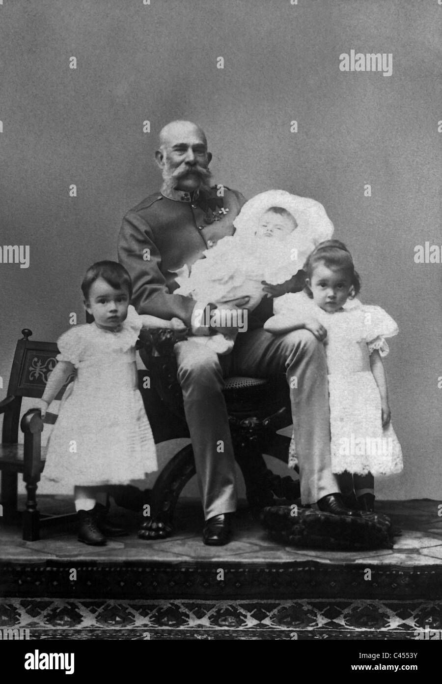 Emperor Franz Joseph I and his grandchildren, 1894 Stock Photo