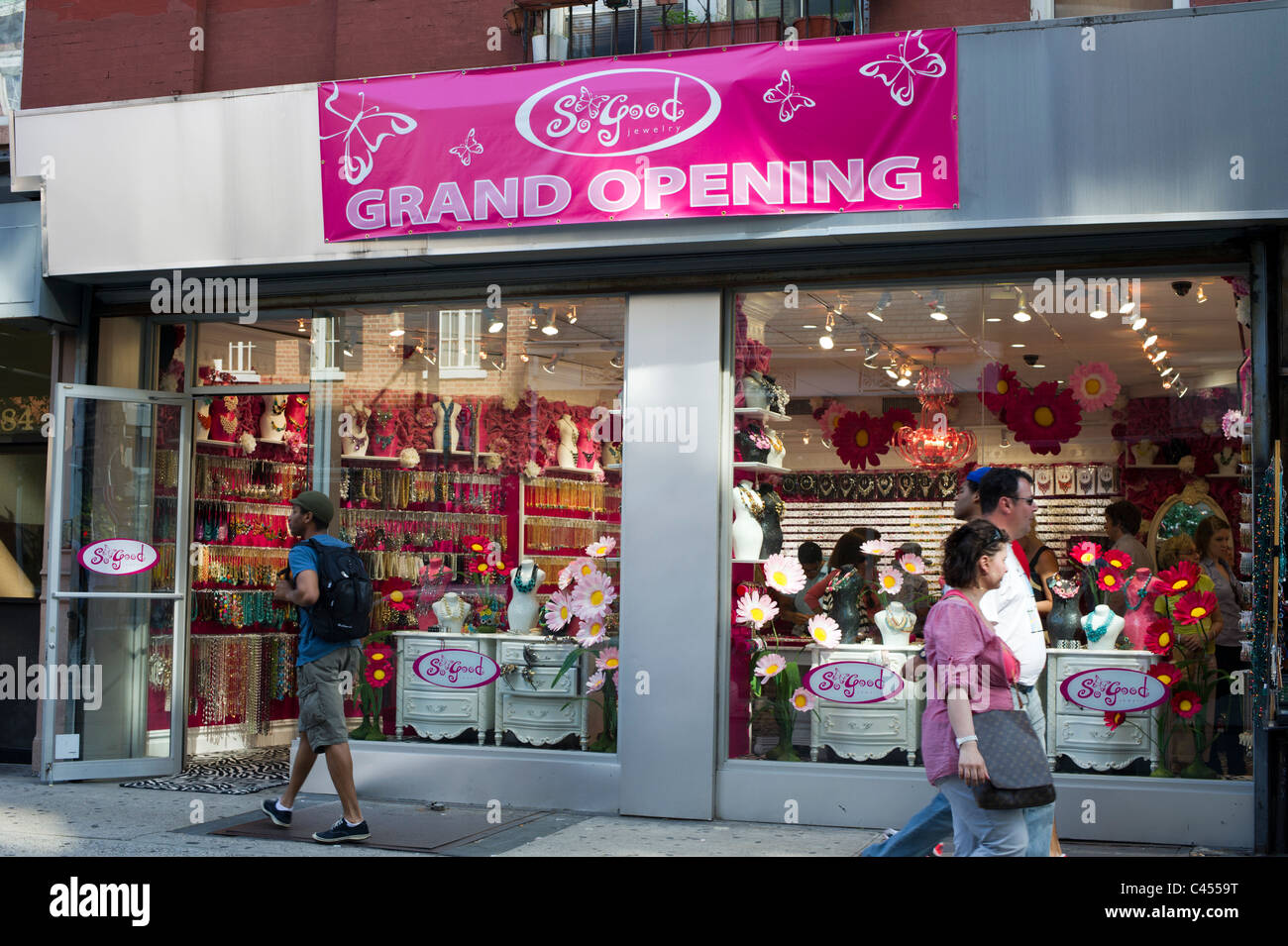 The grand opening of a costume jewelry and accessory store in Greenwich  Village in New York Stock Photo - Alamy