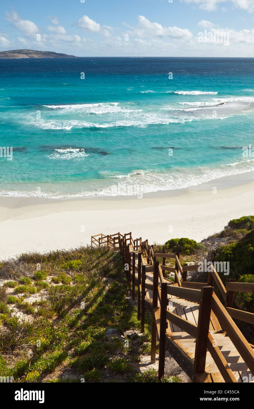 Steps leading down to West Beach. Esperance, Western Australia, Australia Stock Photo