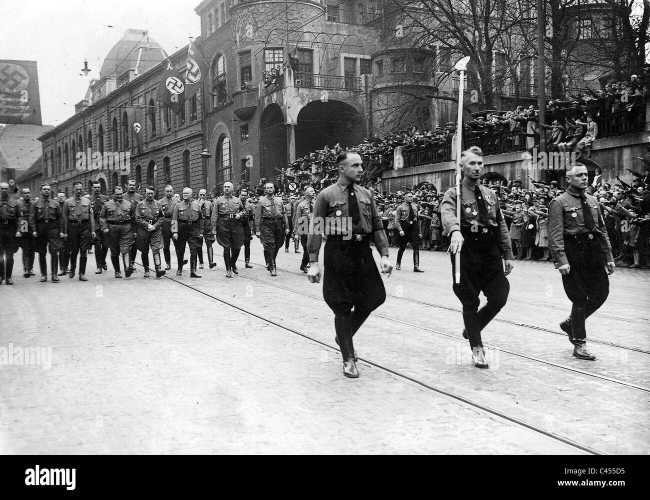 Hitler and Goering in the march to commemorate the 9th of November Stock Photo