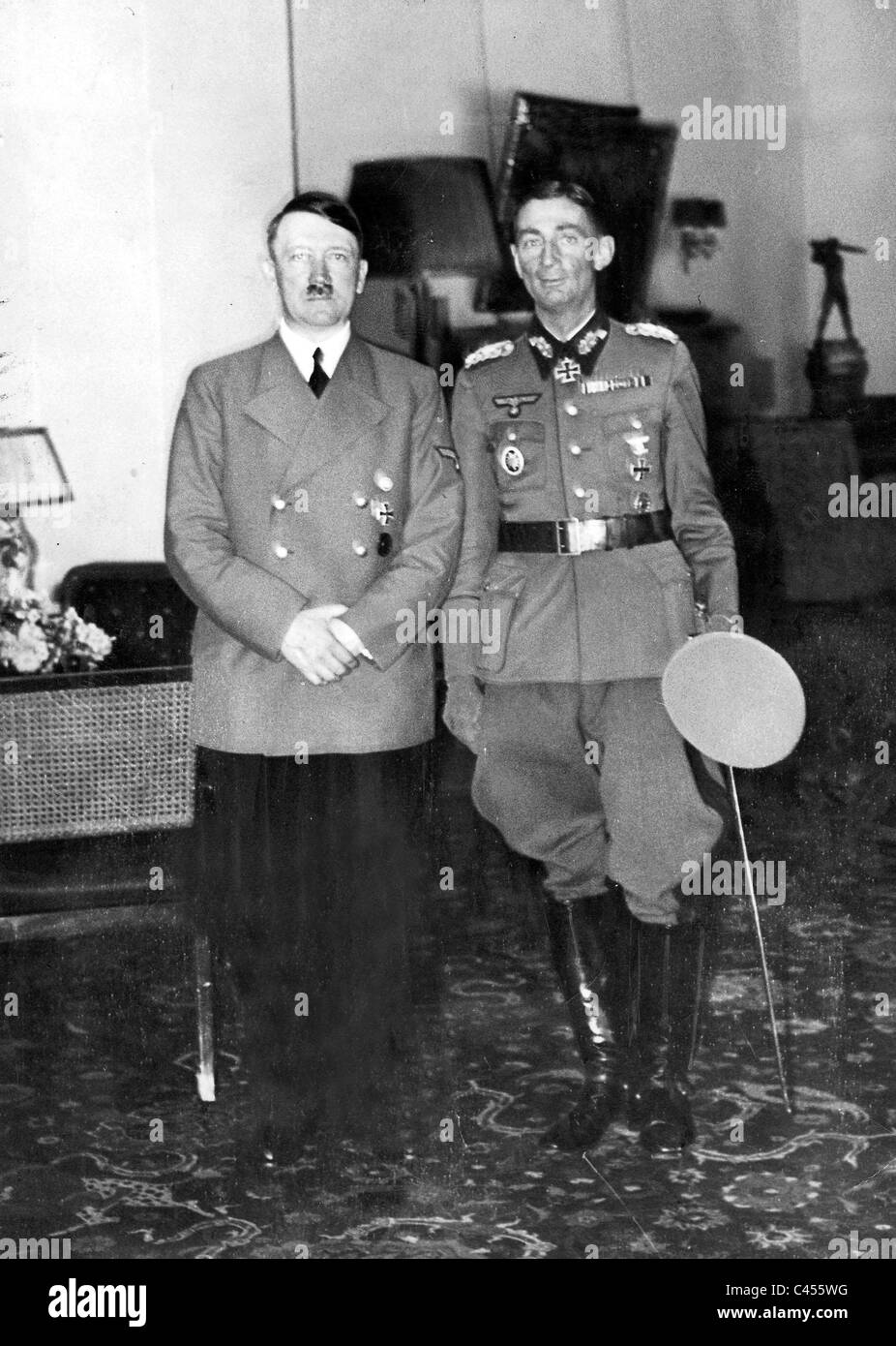 Hitler with Eduard Dietl Stock Photo