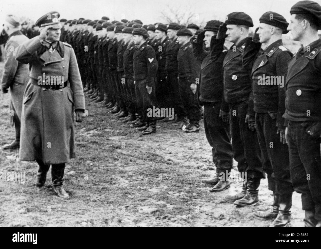Heinz Guderian passes before the units of the Panzer troops, 1940 Stock Photo