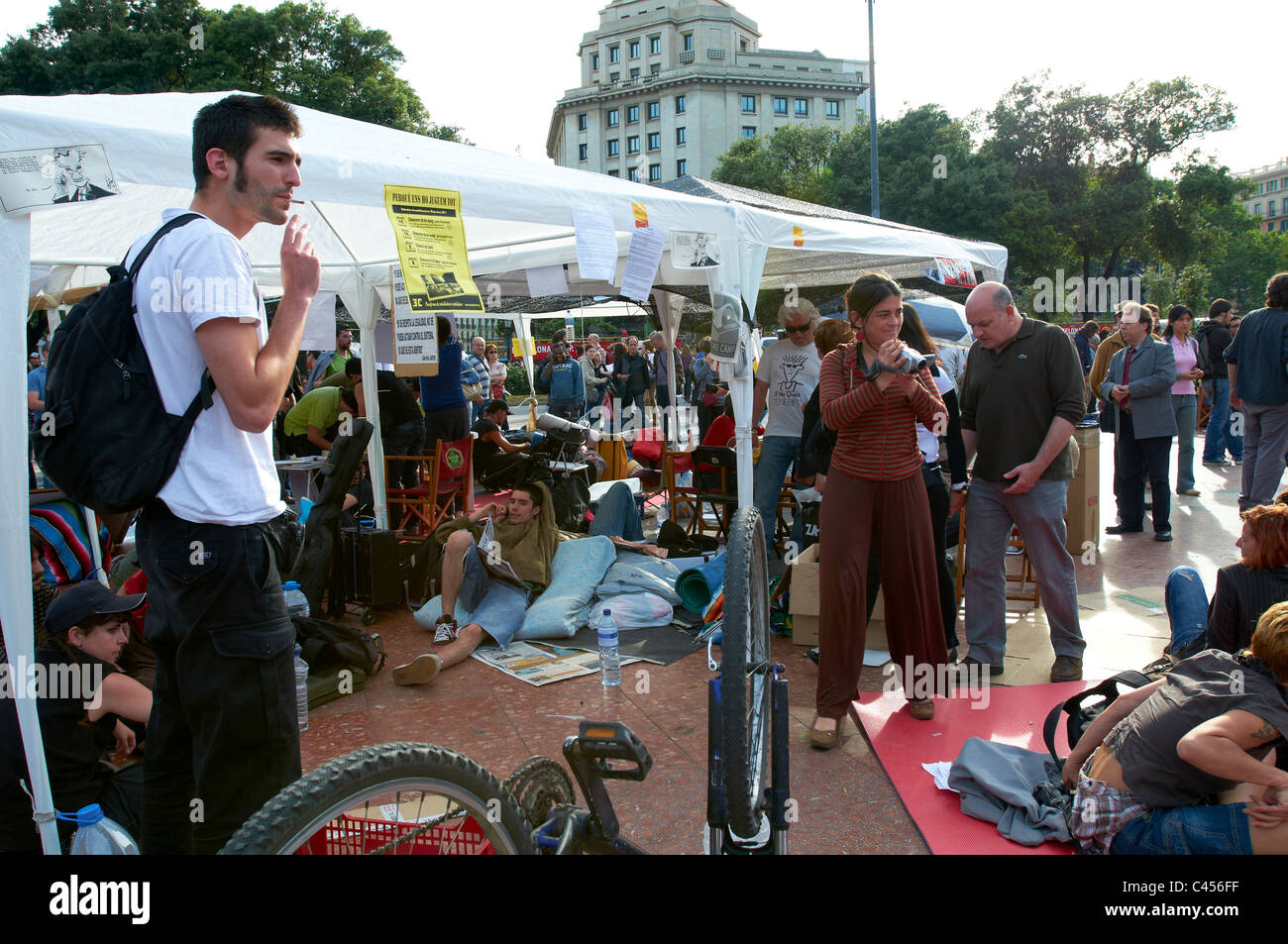Indignants of the Movement 15 M. Barcelona, Catalonia, Spain. Stock Photo