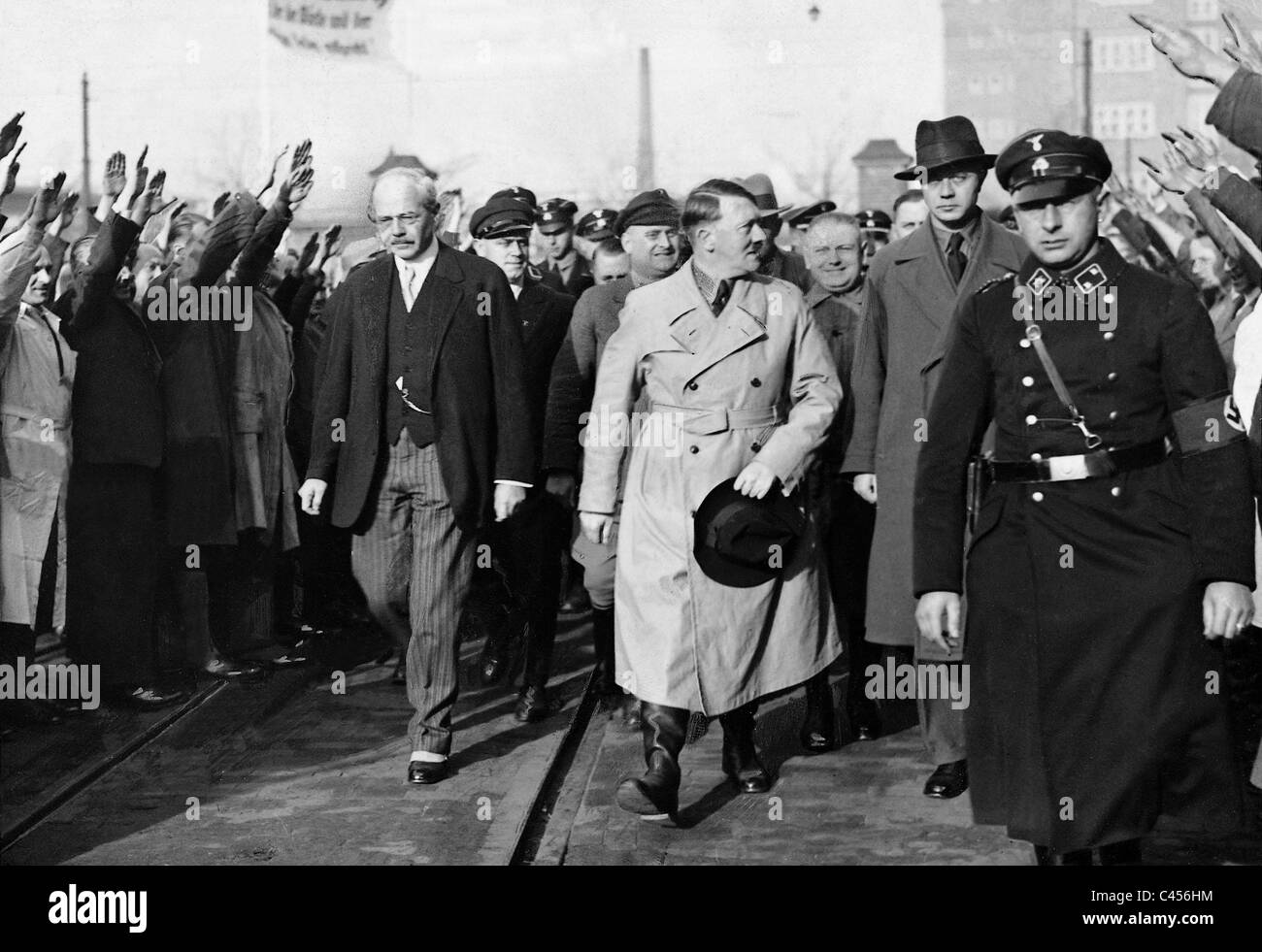 Adolf Hitler with Carl Friedrich von Siemens at the Siemens-Schuckert works in Berlin Stock Photo
