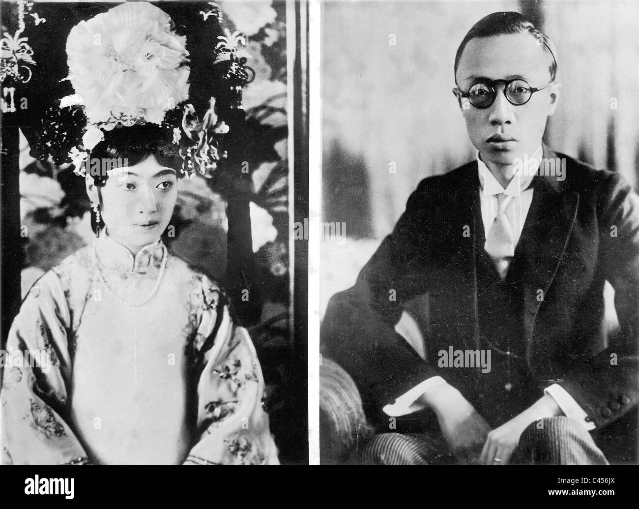 The Emperor of Manchukuo, Aisin-Gioro Puyi, and his wife in 1934 Stock Photo