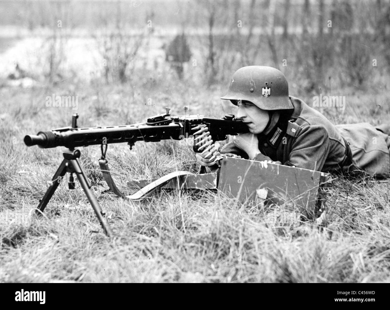 German Soldier with MG 42, 1942 Stock Photo