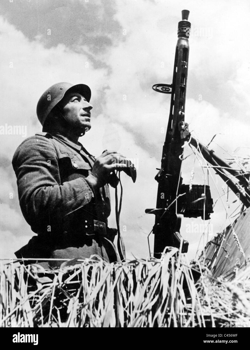 German Soldier with an MG 42, 1944 Stock Photo