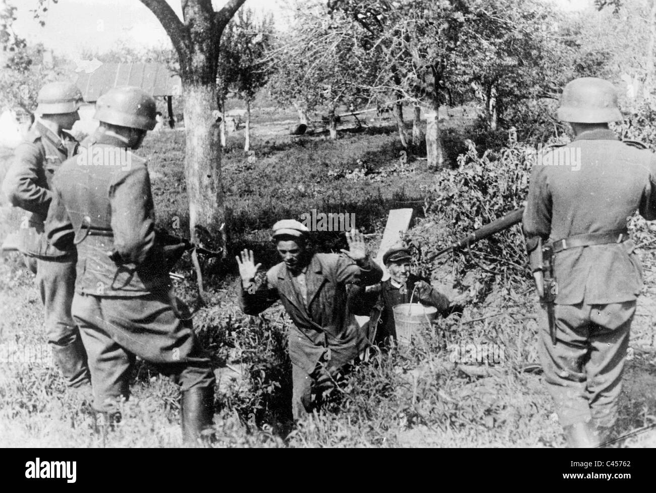 Capturing of Russian partisans, 1942 Stock Photo