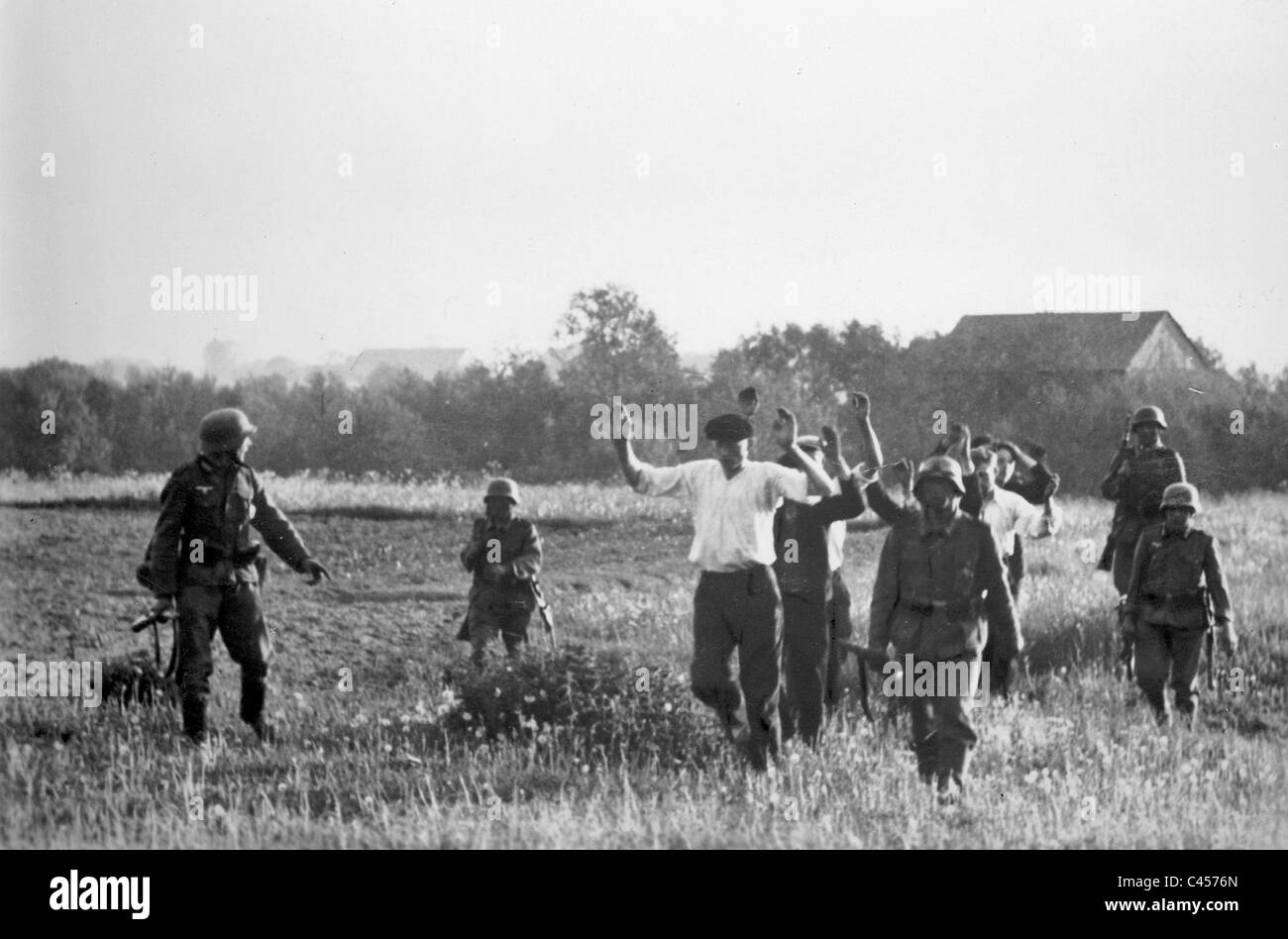 Capture of Russian partisans, 1941 Stock Photo