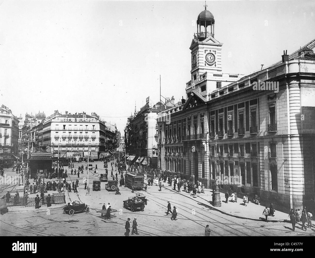 Puerta del Sol in Madrid 1936 Stock Photo