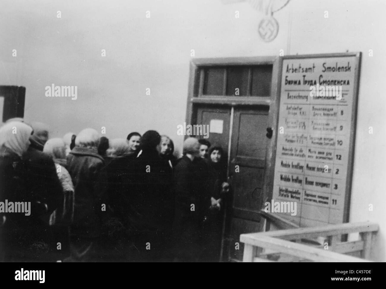 Queue before the employment office in Smolensk, 1942 Stock Photo