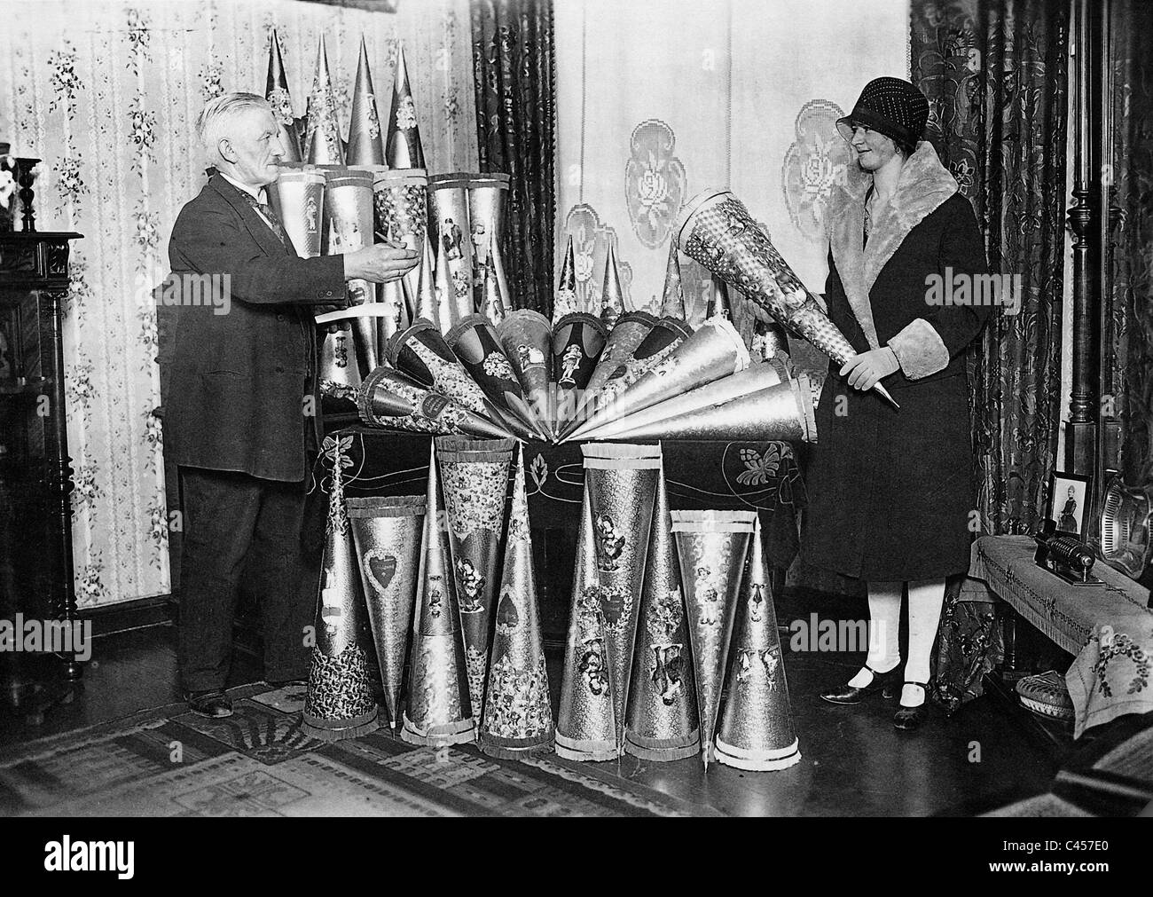 Sale of Easter bags, 1929 Stock Photo