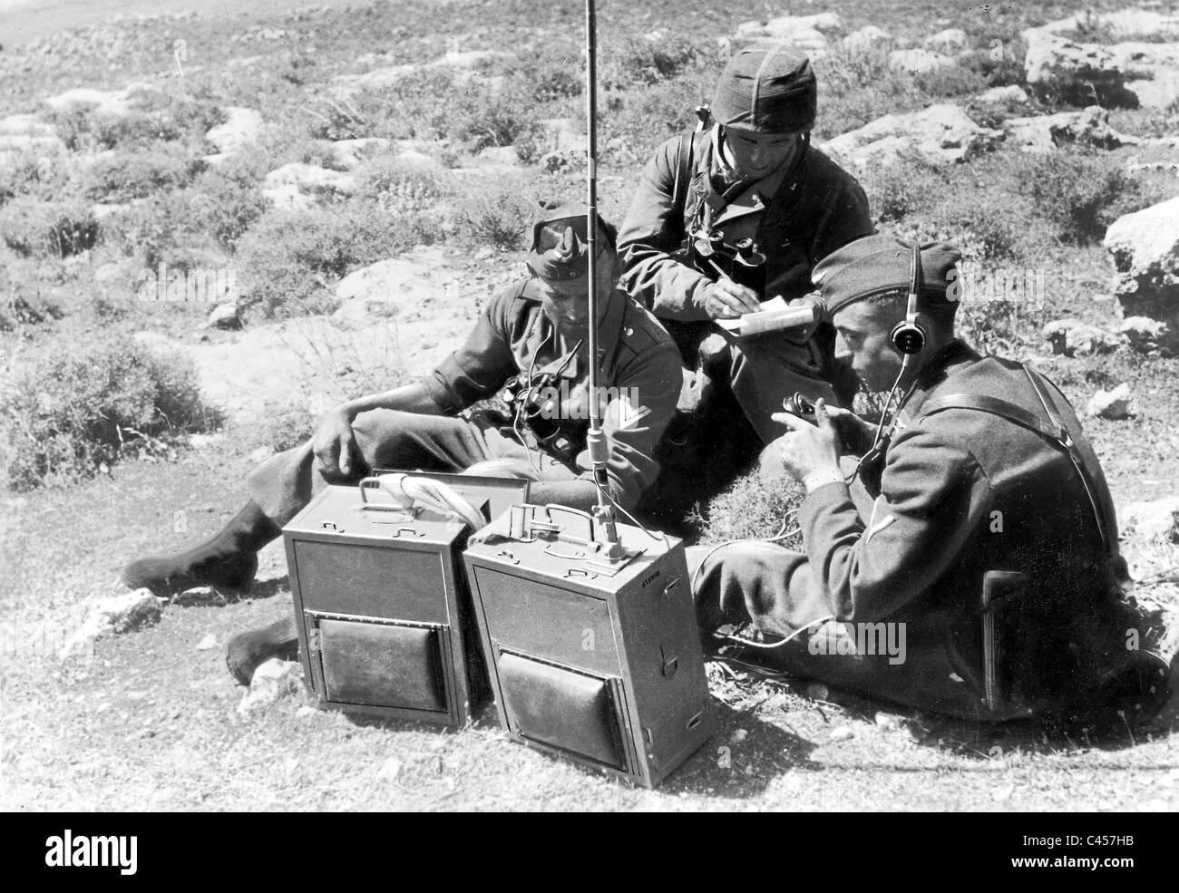 Paratroopers FT device in Crete in 1941 Stock Photo
