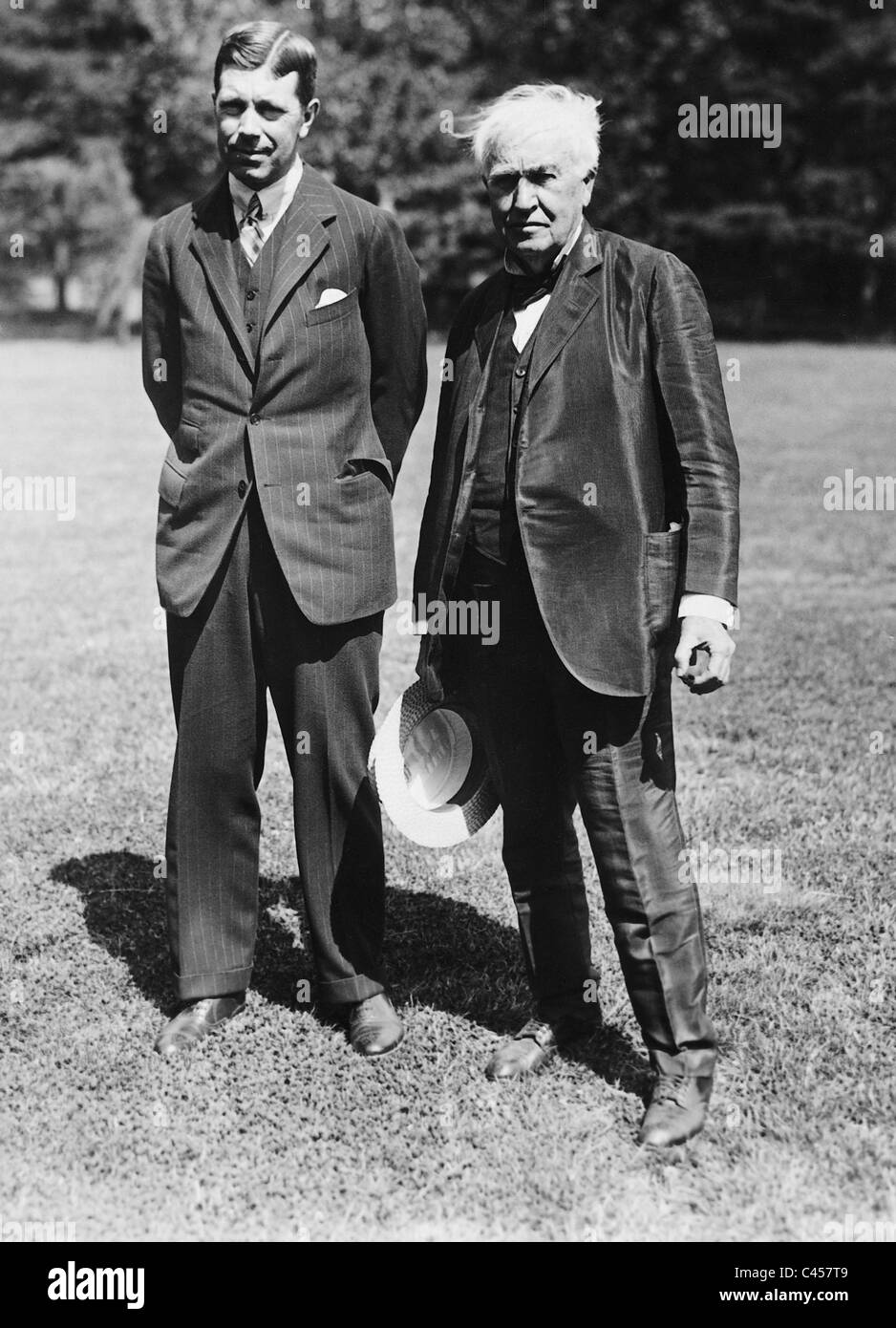 Heir to the throne Gustaf Adolf of Sweden and Thomas Alva Edison, 1926 Stock Photo