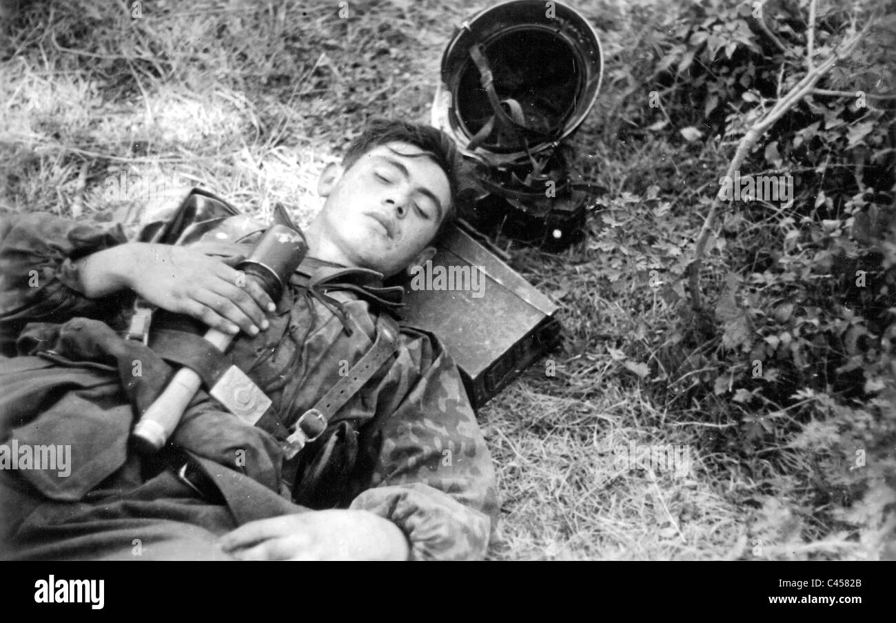 Waffen-SS soldier resting, 1942 Stock Photo