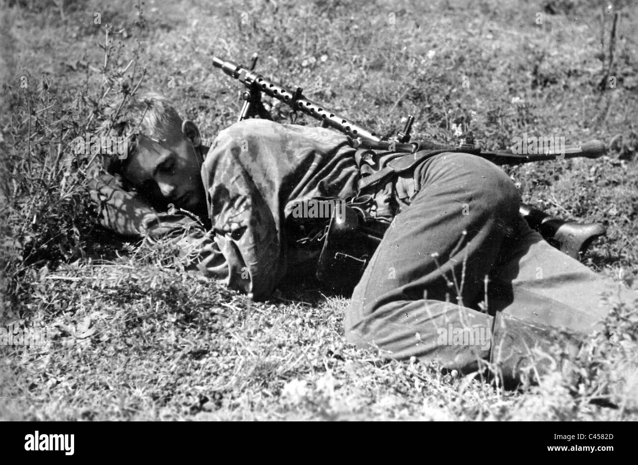 Waffen-SS soldier resting, 1942 Stock Photo