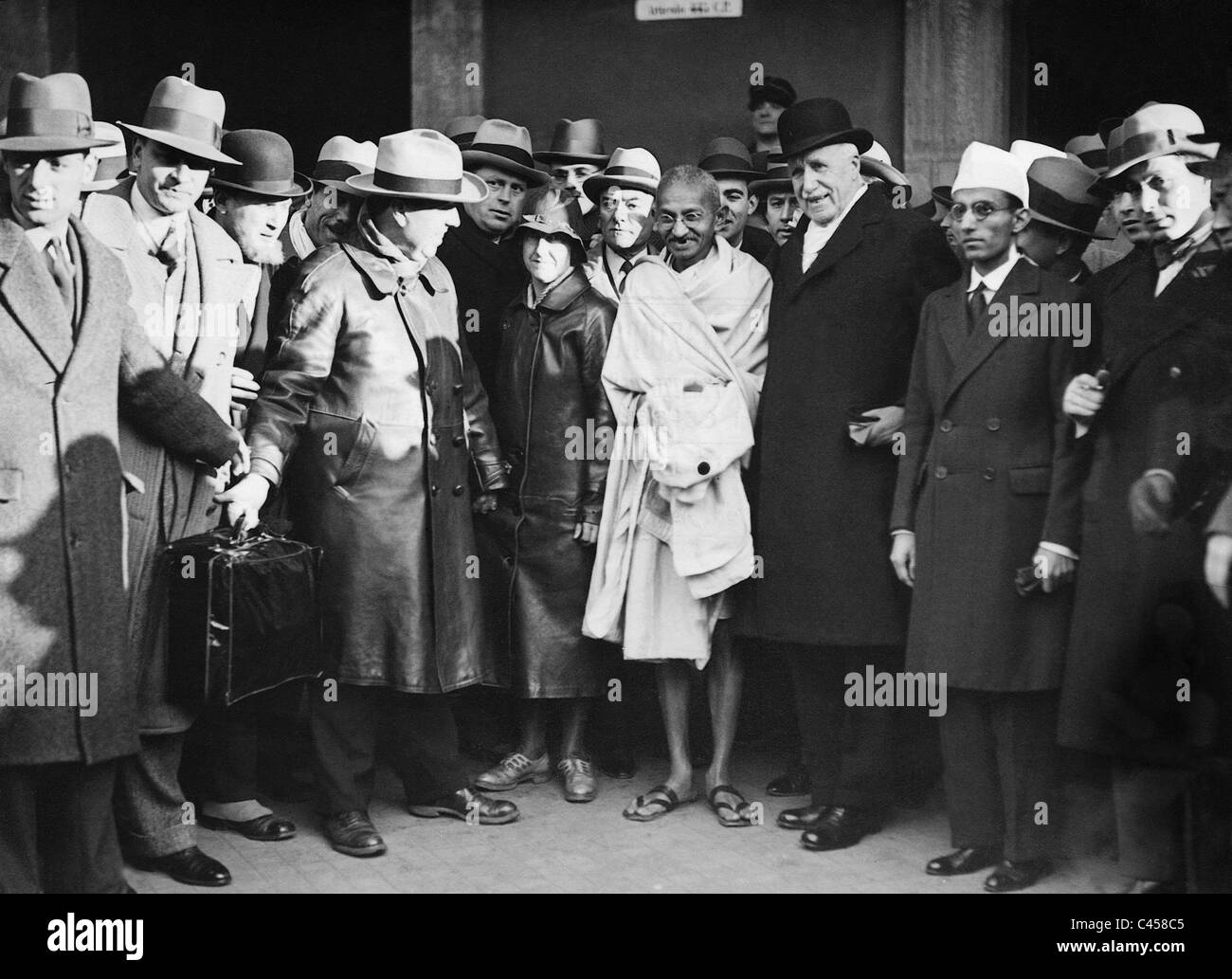 Arrival of Mahatma Gandhi, 1931 Stock Photo