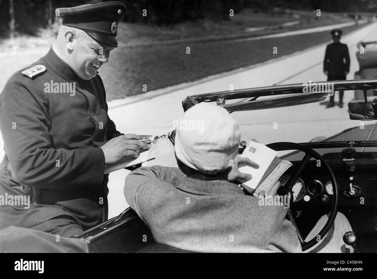 Traffic control on the highway, 1937 Stock Photo