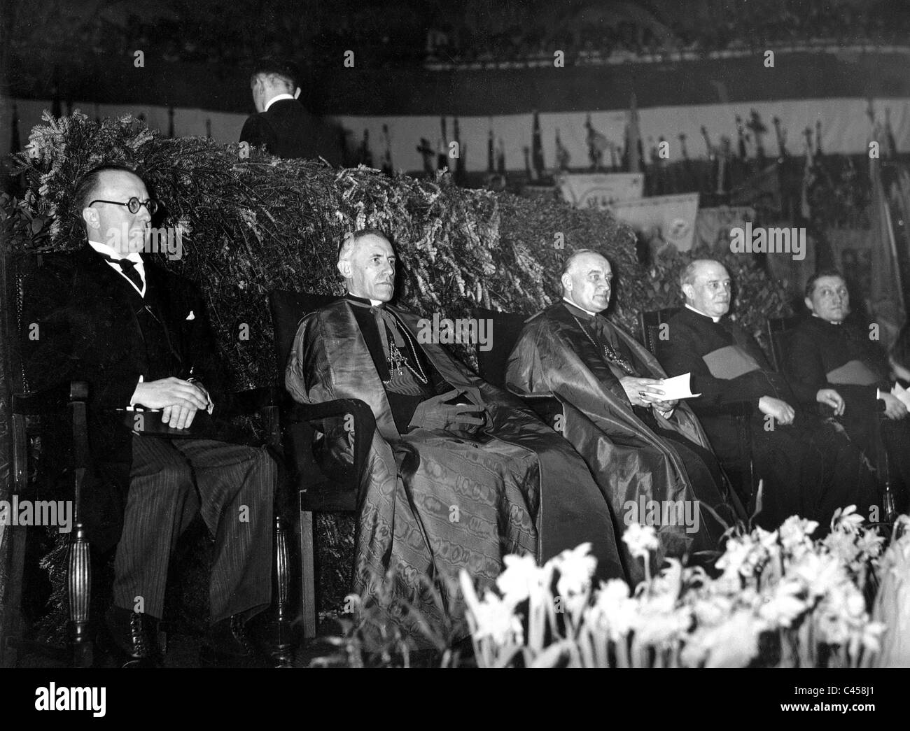 Dr. Rick, Cesare Orsenigo, Bishop Nikolaus Bares and Vicar Steinmann, 1934 Stock Photo