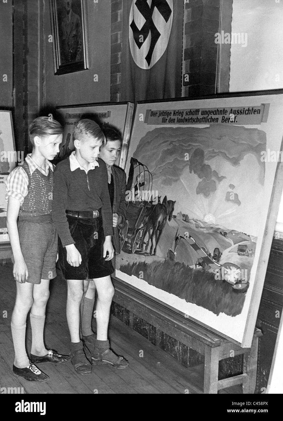 Students at an exhibition about the peasantry, 1942 Stock Photo